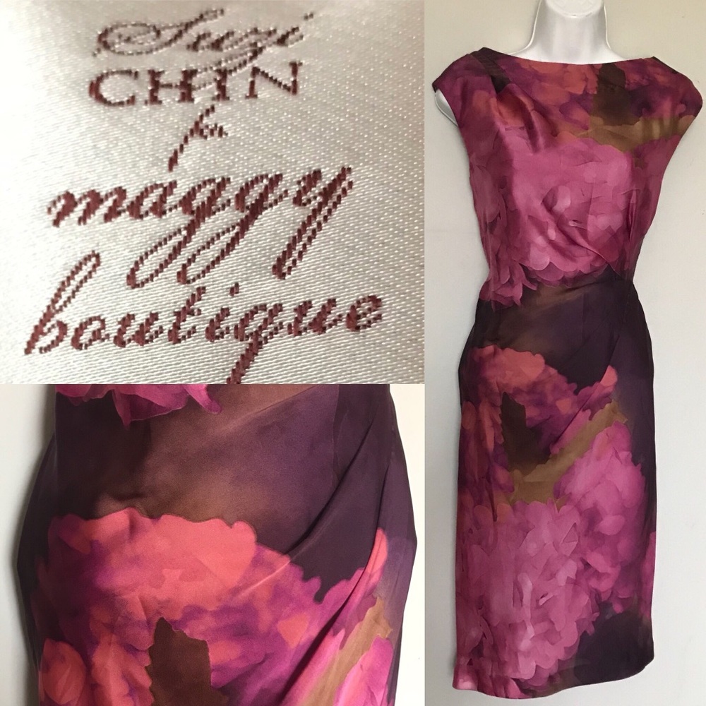 Suzi Chin for Maggy Floral Dress, Pink/Purple
